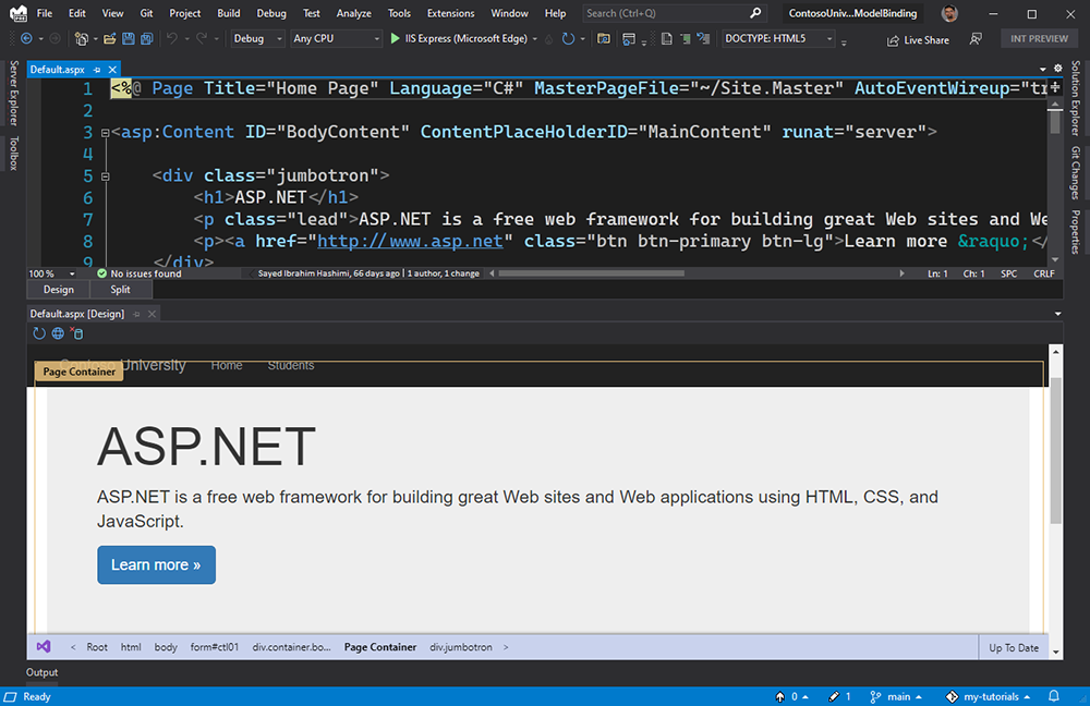 Web Live Preview split view